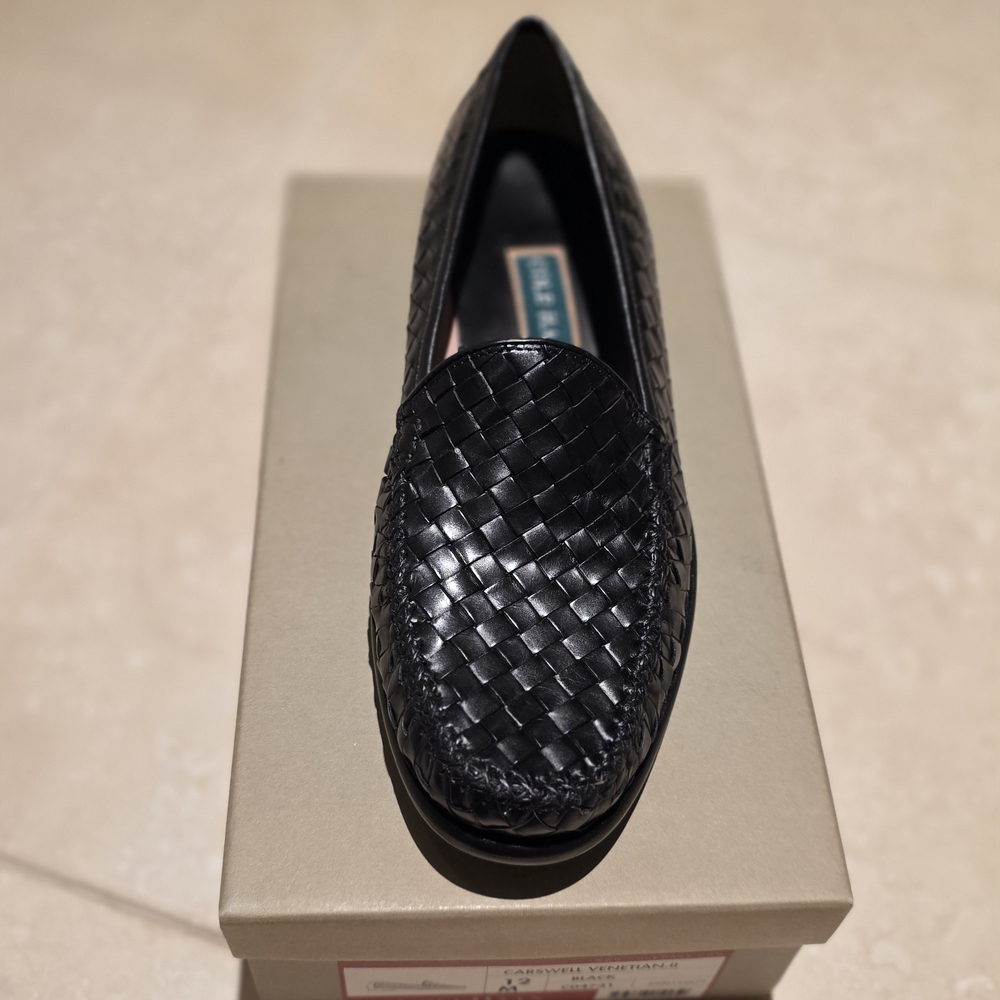 Cole Haan Black Woven Leather Slip-On Loafers
